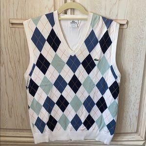 Lacoste blue and white plaid sweater vest